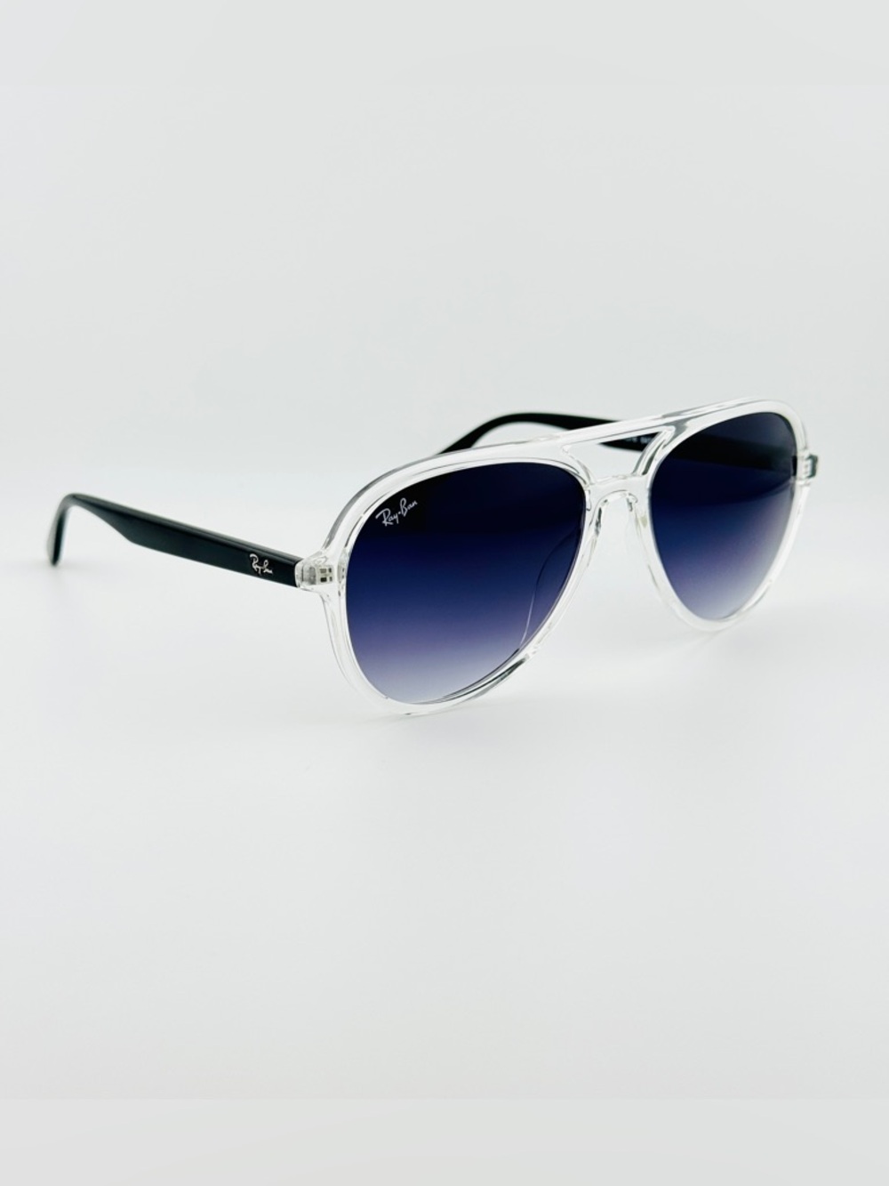Ray-Ban Aviator Sunglasses RB4376 Transparent Frame with Gradient Dark Gray Lens - Picture 6 of 16